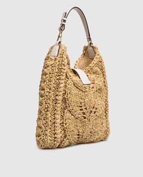 Ermanno Scervino Бежева сумка-хобо з рафії D483S303FMRDM