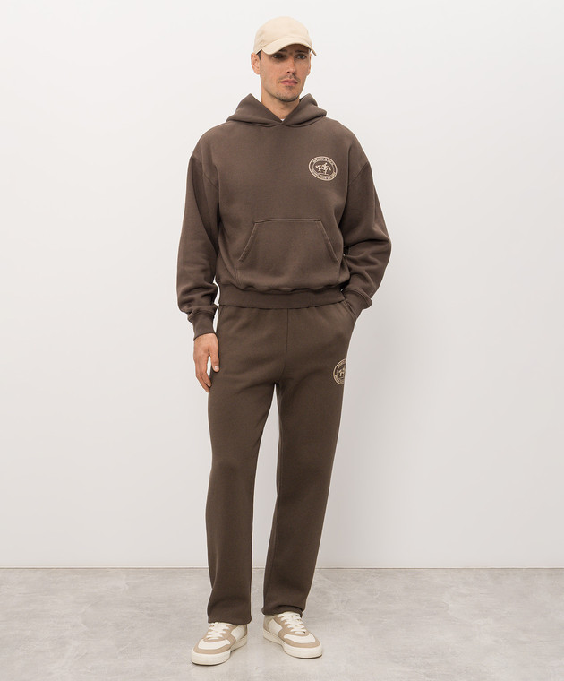 Sporty & Rich Коричневий утеплений спортивний костюм з принтом логотипа ST11083244BR03PA08783m зображення 2