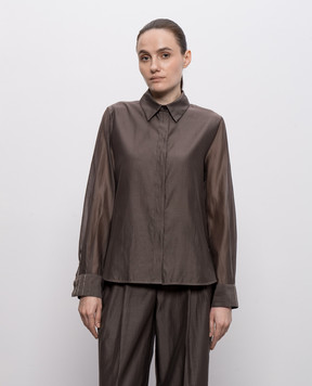 Peserico Коричневая рубашка с шелком A0631608372