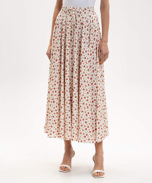 Dolce&Gabbana Біла спідниця міді із шовку в принт F4DBGTFSA79 зображення 3