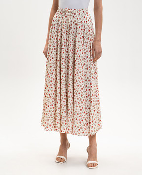 Dolce&Gabbana Біла спідниця міді із шовку в принт F4DBGTFSA79