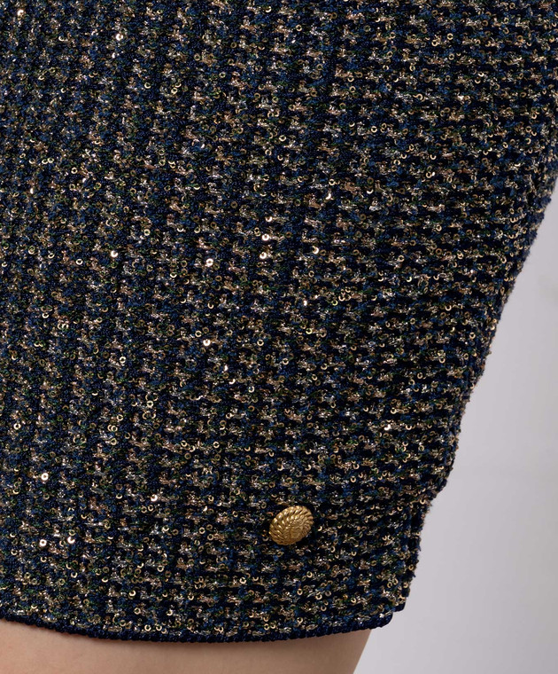 Balmain Синяя юбка в пайетке HF1LB004KK13 изображение 5