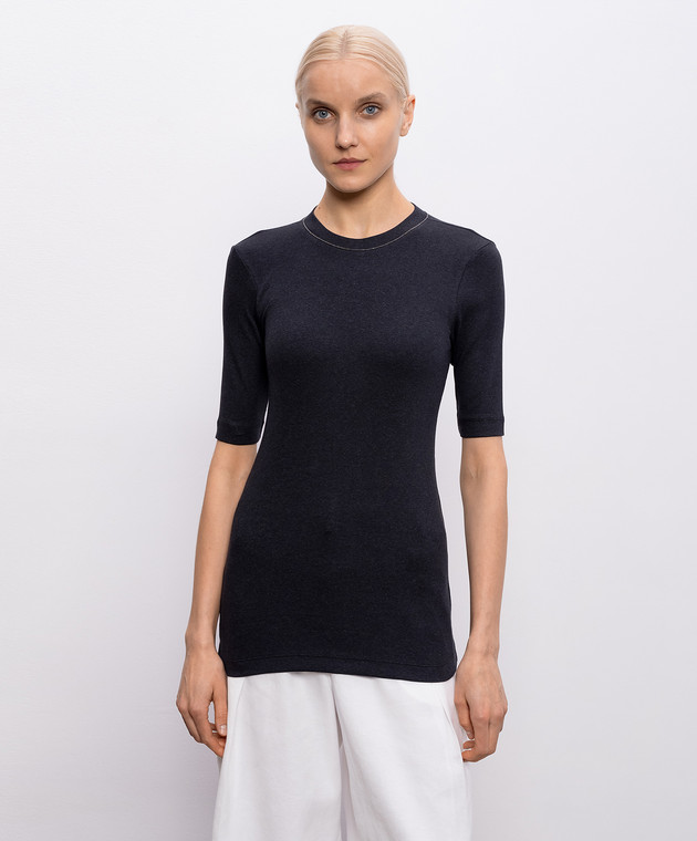 Brunello Cucinelli Темно-серый топ в рубчик MPTC8BJ310 изображение 3