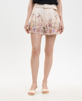 Twinset Бежеві шорти з льону в принт 261TT2572