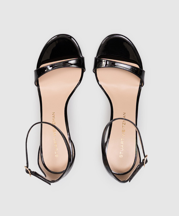 Stuart Weitzman Чорні шкіряні лаковані босоніжки NUDIST SJ995 зображення 4