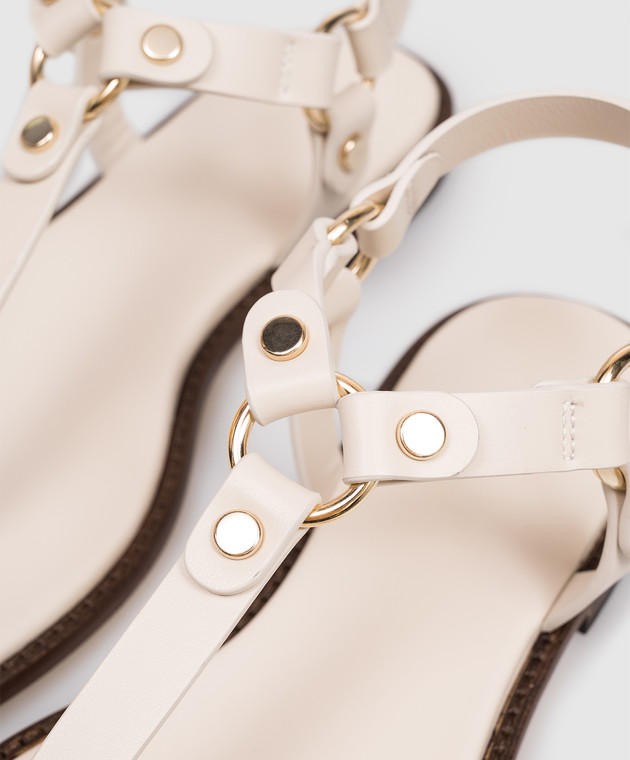 Doucal's Кожаные сандалии цвета айвори DD8870MARNUF073 изображение 5