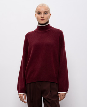 Brunello Cucinelli Бордовий светр з кашеміру з ланцюжком моніль M12527204