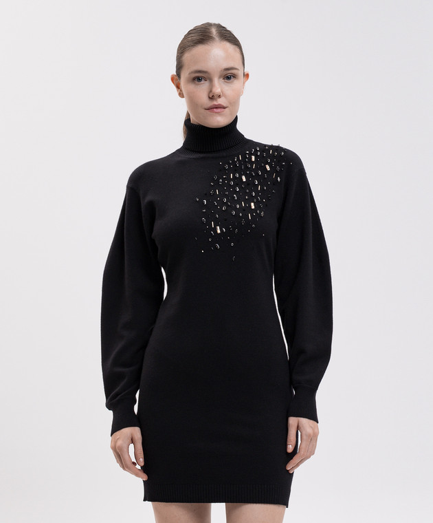 Twinset Черное платье с кристаллами 262AP3140 изображение 3