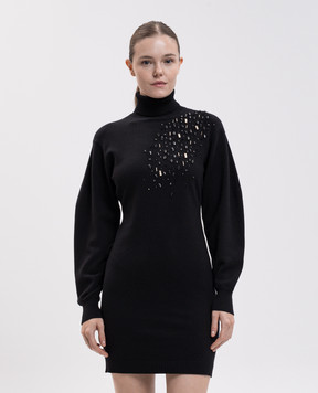 Twinset Черное платье с кристаллами 262AP3140