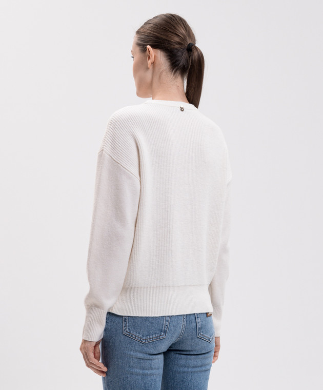 Twinset Свитер цвета айвори с бусинами 262AT3081 изображение 4