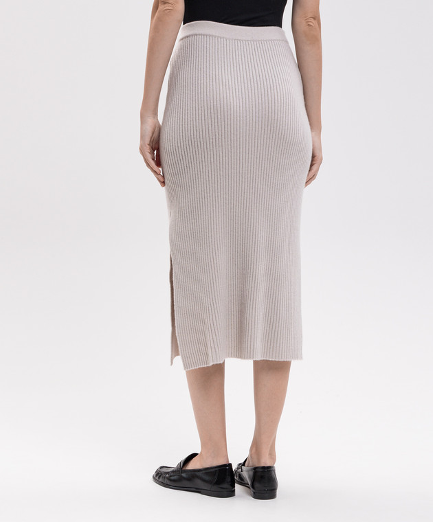 Allude Бежева спідниця з вовни і кашеміру в рубчик 26517081 зображення 4