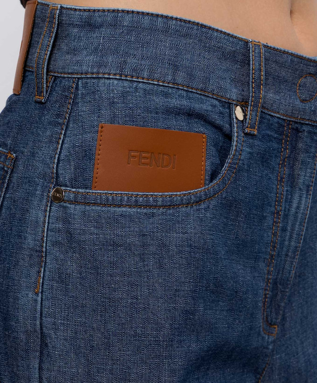 Fendi Синие джинсы с логотип патч FLP863AW8H изображение 5