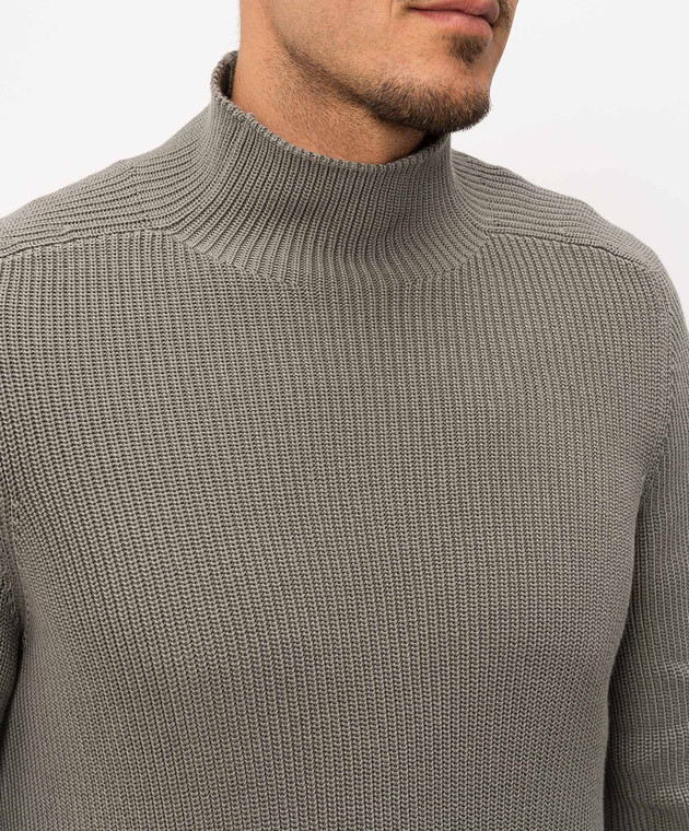 Brunello Cucinelli Зеленый свитер из хлопка M28709004P изображение 5