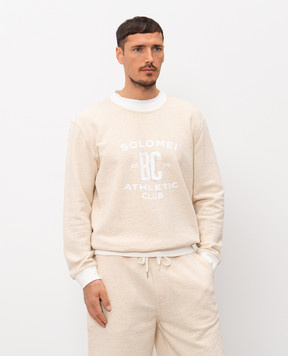 Brunello Cucinelli Бежевий меланжевий світшот з принтом MR8313380G