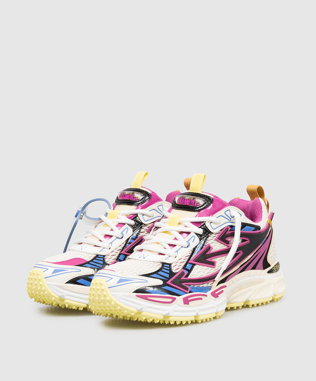 Off-White Бежевые комбинированные кроссовки OW Be Right Back с логотипом OWIA289S26FAB006 изображение 2