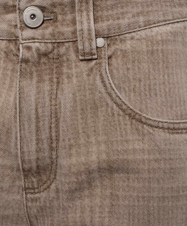 Brunello Cucinelli Бежеві джинси з патчем логотипа MP95PP4008 зображення 5