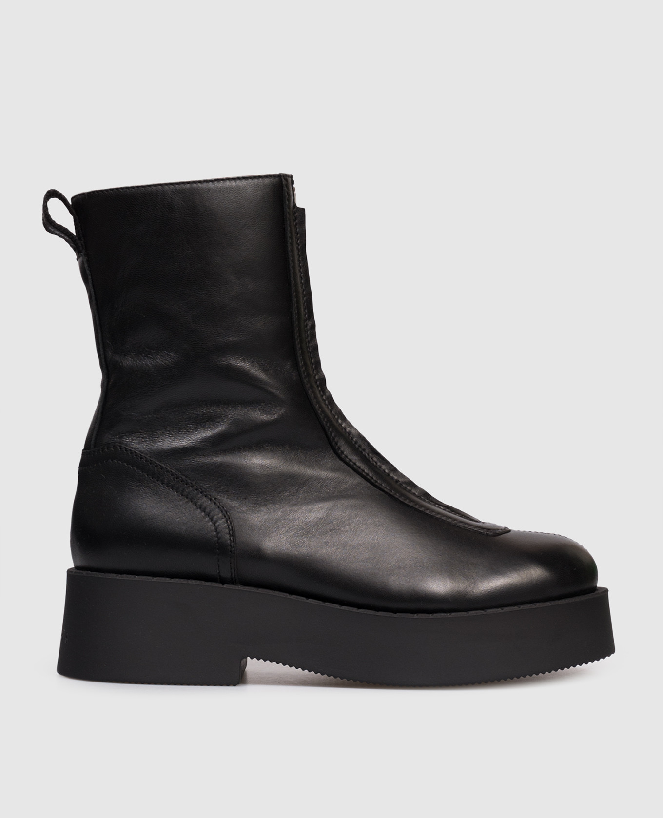 

Черные кожаные ботинки на меху, Черный, Ботинки