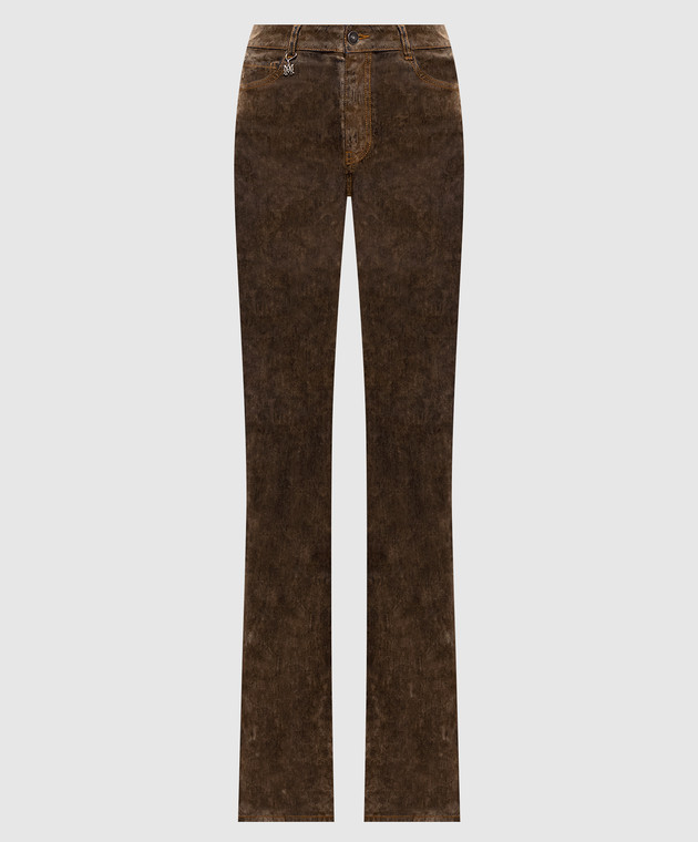 AMIRI Коричневые джинсы с патчем логотипа AW426JE005