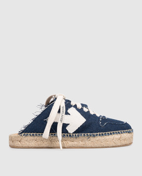 Off-White Сині кросівки-мюлі з нашивкою емблеми OWIB019S26DEN001