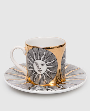 Fornasetti Фарфоровая чашка для кофе с блюдцем Sole P20Z288