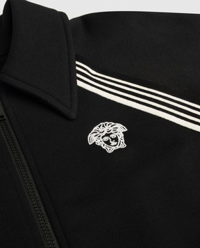 Versace Детская черная спортивная куртка с вышивкой эмблемы 10229121A11652
