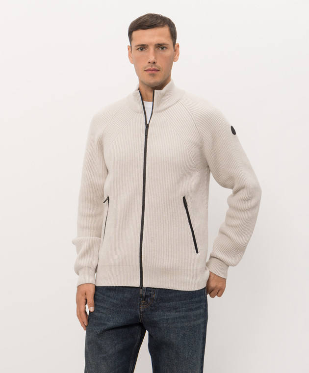 Moncler Серый кардиган из шерсти и кашемира L20919B00044M4281 изображение 3
