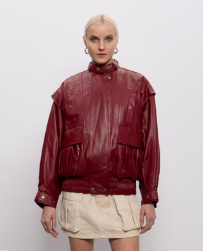 Balmain Бордовая кожаная куртка GF0TFA82LE35