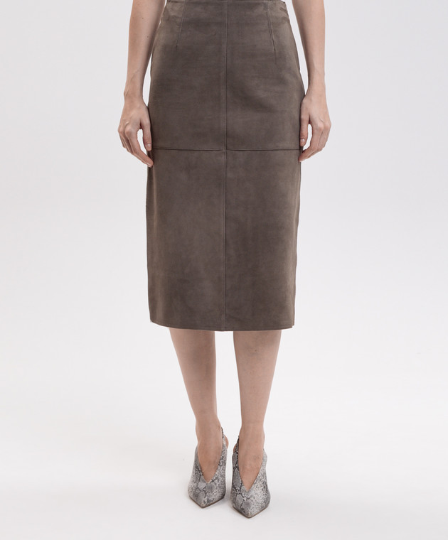 Max Mara Weekend Замшева спідниця PALMI кольору хакі WKDPALMI зображення 3