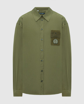 Dolce&Gabbana Сорочка кольору хакі з нашивкою монограми логотипа G5OE4ZFUFN9