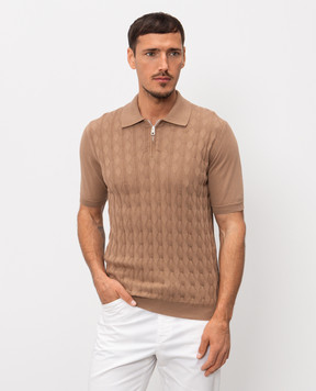 Cashmere&Whiskey Коричневое поло в фактурный узор M54268011