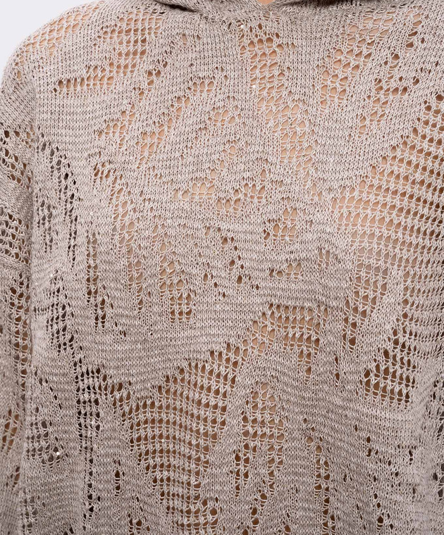 Brunello Cucinelli Бежевий джемпер з льону з капюшоном MDT771009 зображення 5