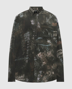 Balenciaga Чорна сорочка з принтом логотипа 857811TTL78