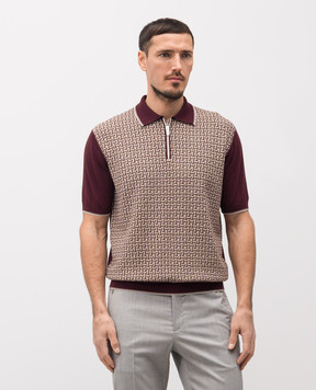 Stefano Ricci Бордове поло із шовком у контрастний візерунок K414016P31F26167
