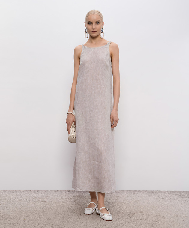 Momoni Бежевое платье Ximena из льна MODR03116MO изображение 2