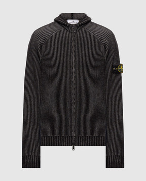 Stone Island Серый двусторонний кардиган из кашемира L2S155100067S0N21