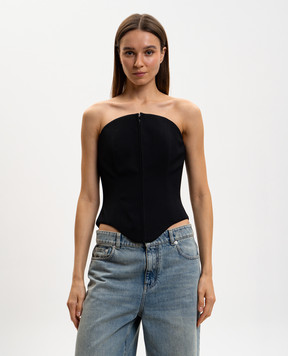 Alexander McQueen Черный корсет-топ из шерсти 819107QJADA