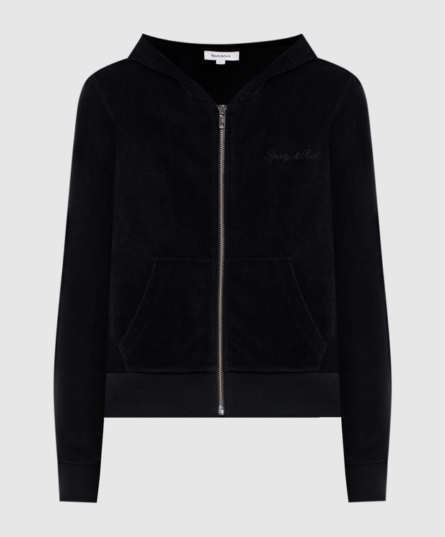 Sporty & Rich Черная велюровая спортивная куртка CA04471326BA01