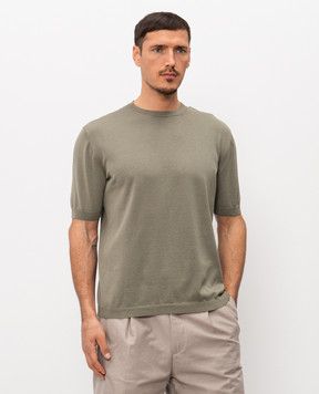 Agnona Футболка кольору хакі з шовком KT11U150Q1812