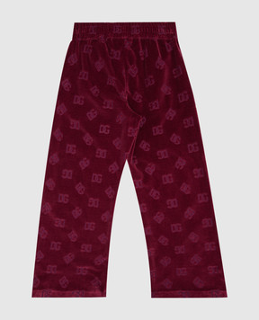 Dolce&Gabbana Детские бордовые бархатные спортивные штаны L5JPJ3FJ7DL26