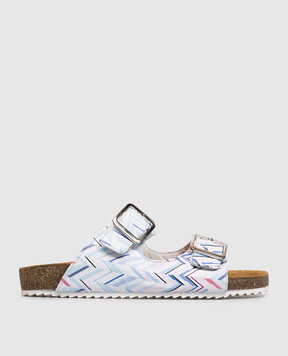Missoni Детские кожаные шлепанцы с брендовым принтом MY0A06Z3739