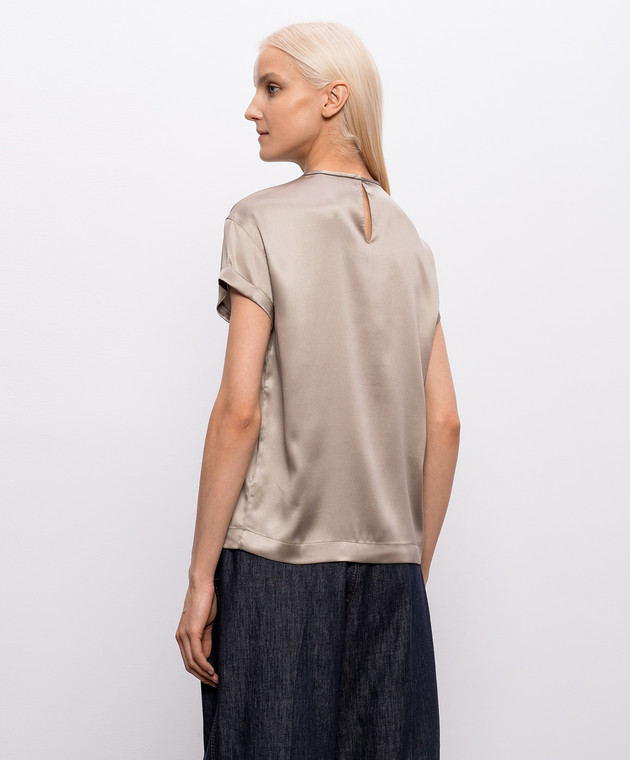 Brunello Cucinelli Бежевая блуза из шелка M0C59DE310 изображение 4