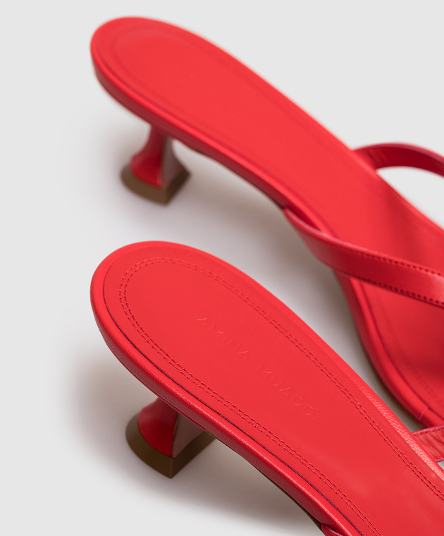 Amina Muaddi Червоні шкіряні мюлі Juliette 17S366195JUL зображення 5