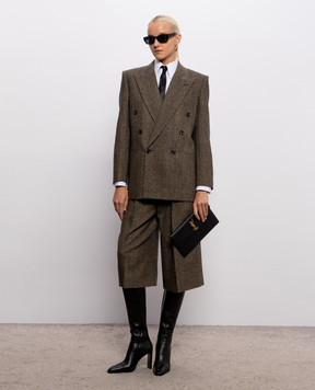 Saint Laurent Коричневые кюлоты с шерстью в узоре 866251Y3L22
