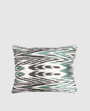 Les Ottomans Зеленая декоративная подушка из шелка в принт V43140X50D