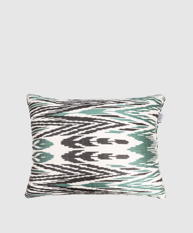 Les Ottomans Зелена декоративна подушка із шовку в принт V43140X50D зображення 2