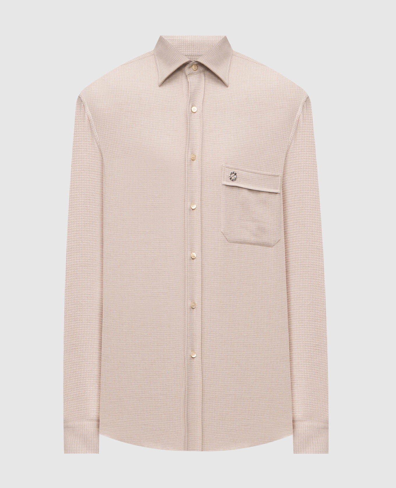 

Бежевая рубашка с кашемиром в узор, Бежевый, Рубашки