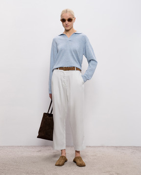 The Row Голубой меланжевый пуловер Niosa с льном 10707Y971