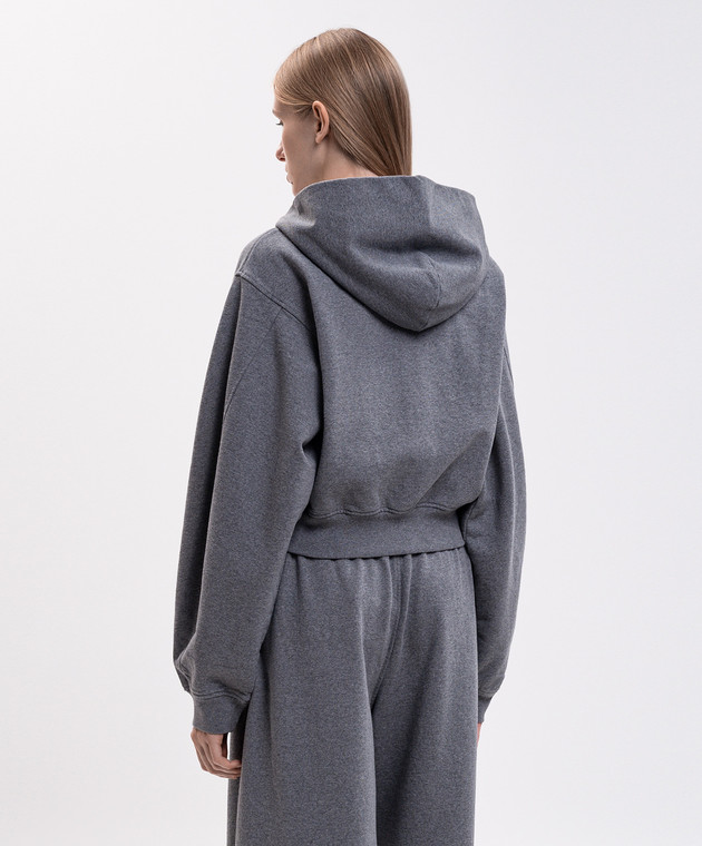 Alexander Wang Серая утепленная спортивная куртка с фактурным логотипом 1CC4262799 изображение 4