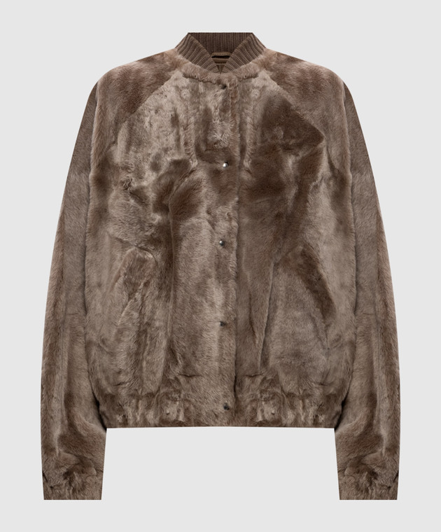 Brunello Cucinelli Коричневая дубленка с цепочкой мониль MPMRA3351