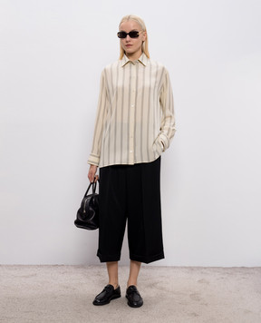 The Row Бежевая блуза Sisilia из шелка в полоску 5652W4349